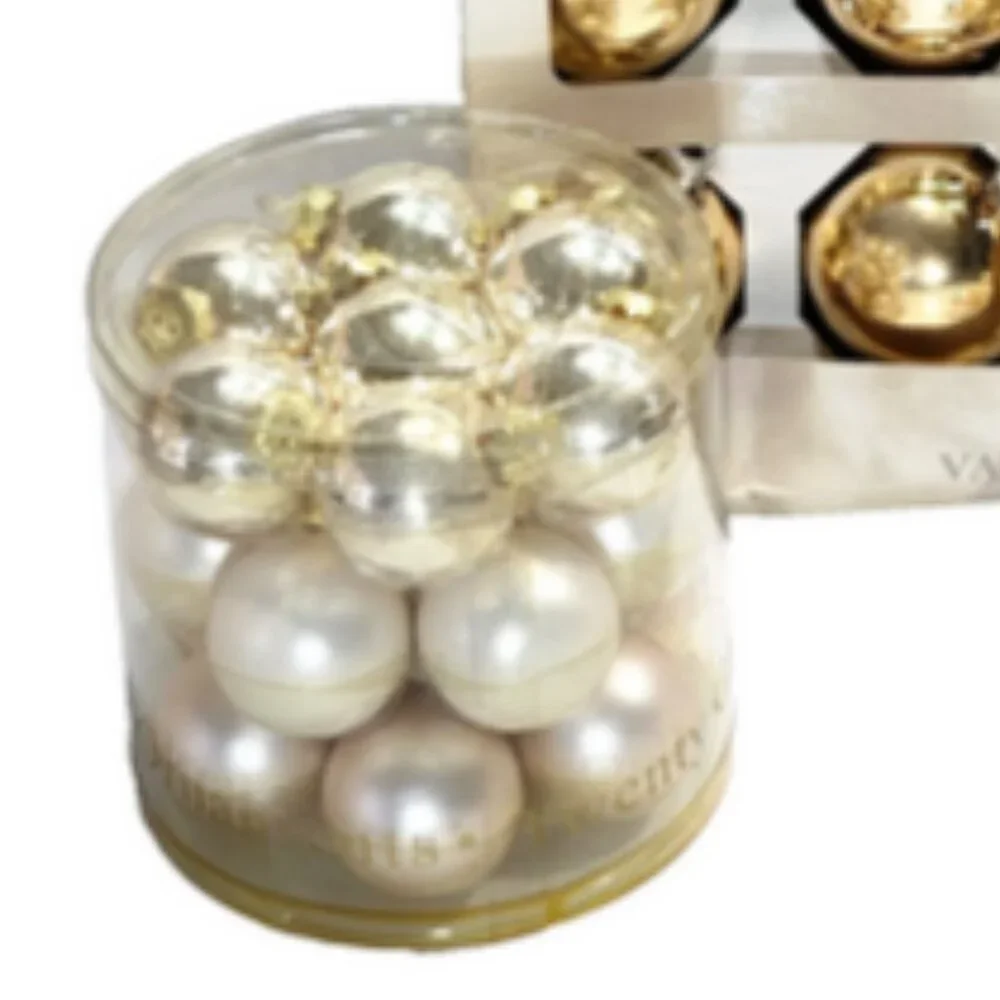 43 Gold Glass Christmas Ornaments mixed size Bright Gold, Champagne & Ivory